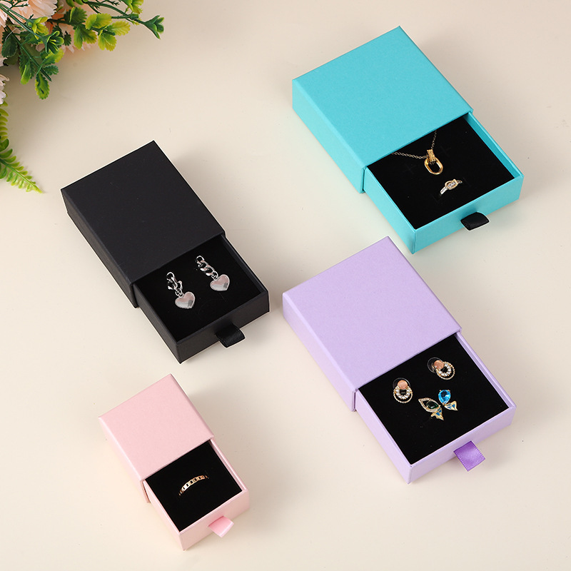 Custom logo Lid And Base Kraft Paper Boxes High Quality Ring Necklace Bracelets Jewelry Gift Paper Box Packaging