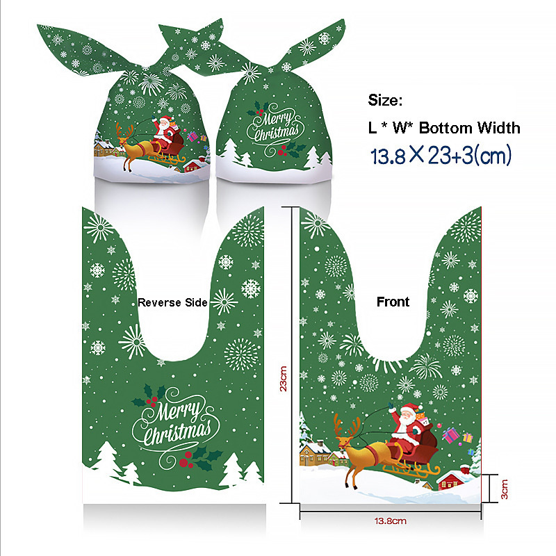 50Pcs In Stock Christmas Rabbit Ears Packaging Gift Bag Cookie Snack Candy Bag Apple Package Snack Gift Plastic Bags