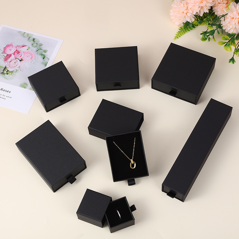 Custom logo Lid And Base Kraft Paper Boxes High Quality Ring Necklace Bracelets Jewelry Gift Paper Box Packaging