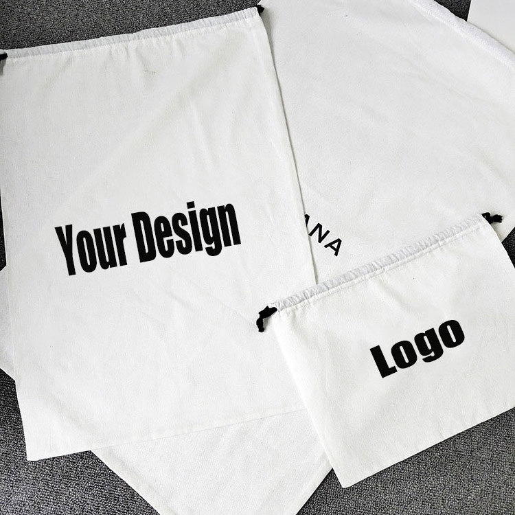 Custom Printed White Twill Cotton Garment Bags High Grade Drawstring Shoe Packaging Luxury Dust Bag for Clothes