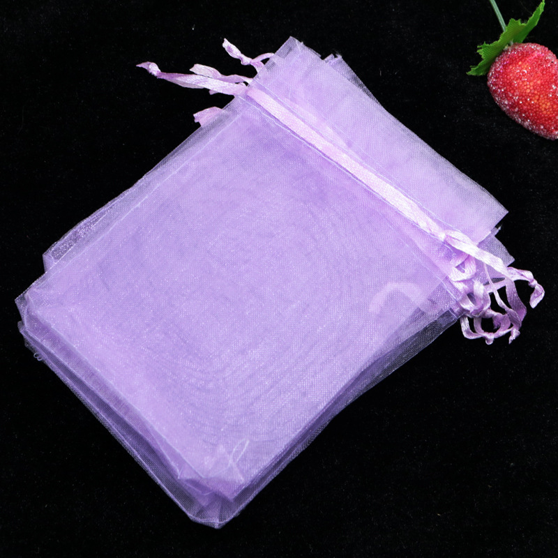 Drawstring Small Purple Pink Silk Organza Decoration Gift Bags Mesh Organza Bag for Wigs