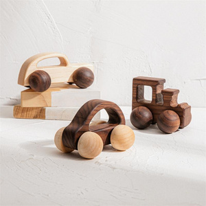 Walnut Wooden Toddler Toys Educational Non-toxic Kids Running Car Infant Baby Educational Learning Toys