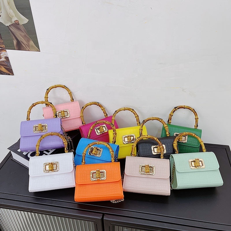 New Arrival Wholesale Multicolor PVC Mini Jelly Bag Children Square Cute Purse Chain Handbag For Girls