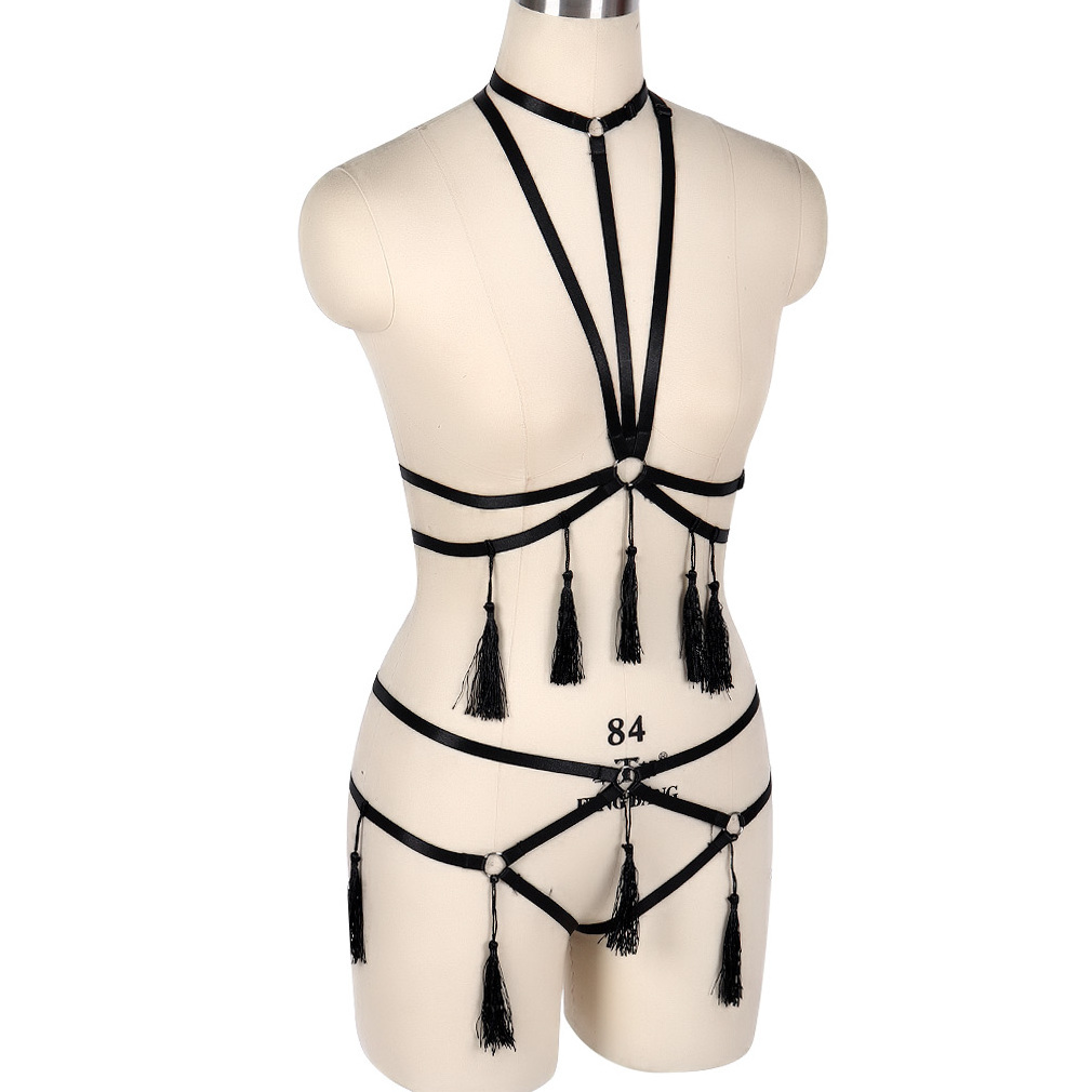 Club Lingerie Dance Wear Punk Sexy Lingerie Women Suit Female Binding Elastic Harness Pole Rave Wear Women Top Body Belt