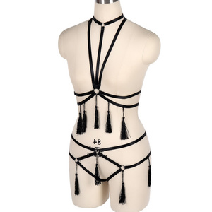 Club Lingerie Dance Wear Punk Sexy Lingerie Women Suit Female Binding Elastic Harness Pole Rave Wear Women Top Body Belt