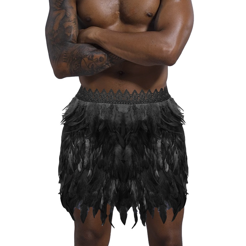 Man Feather Bondage Harness Dance Rave Christmas Carnival Costumes Indigenous Festival Carnival Adjust Strap Feather Women