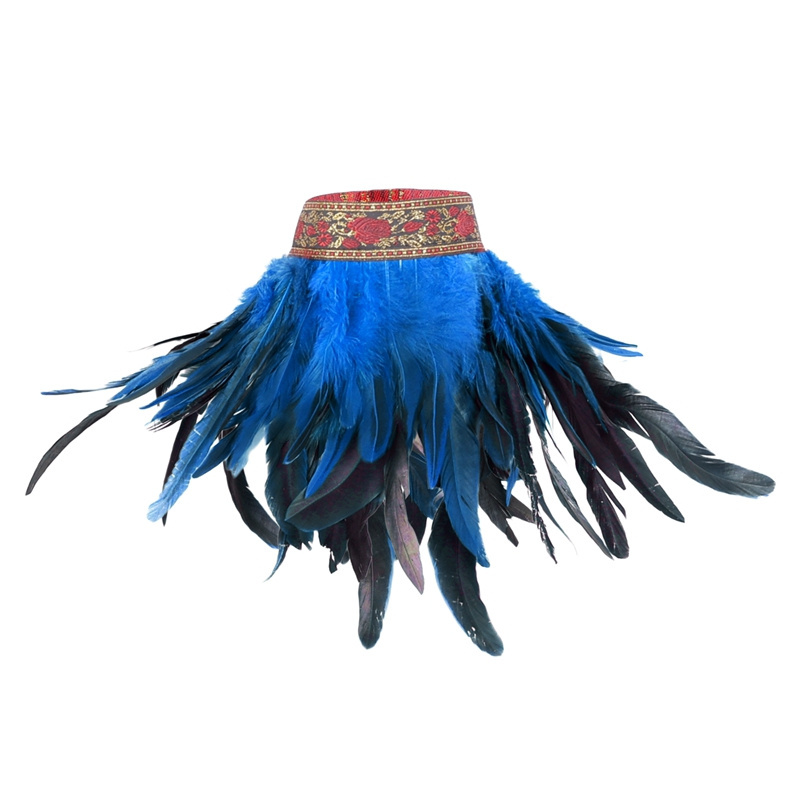 Men's Feathers Shawl Feather Collar Costume Scarf Shawl with Lace Party Rave Role Play Carnival Punk Dance Festival Costume