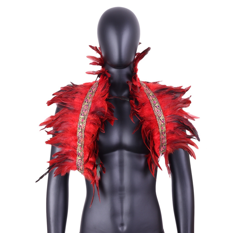 Men's Feathers Scarf Shawl Collar Halloween Christmas Carnival Scarf Party Rave Role Play Punk Dance Festival Costume