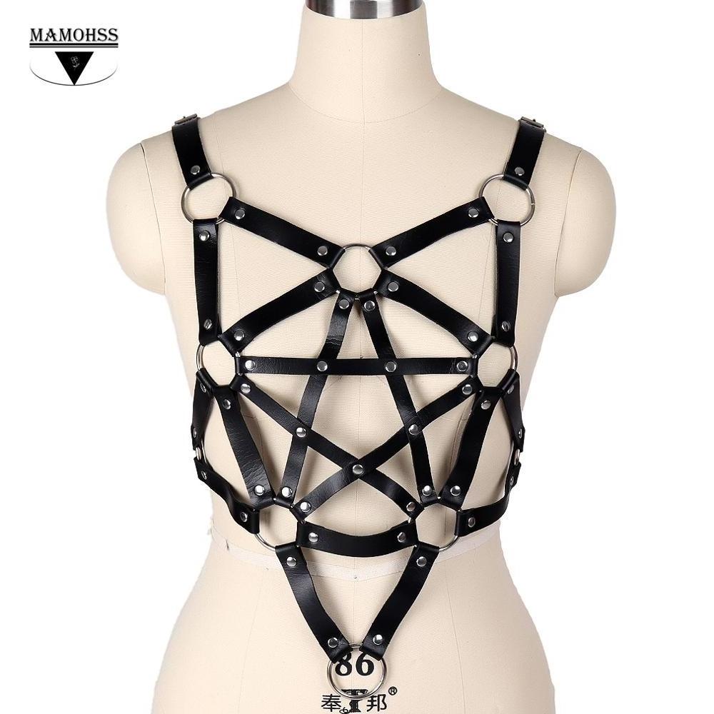 Women Leather Harness Adult Slave Fetish Restraint Erotic Bondage Women Black Leather Harness