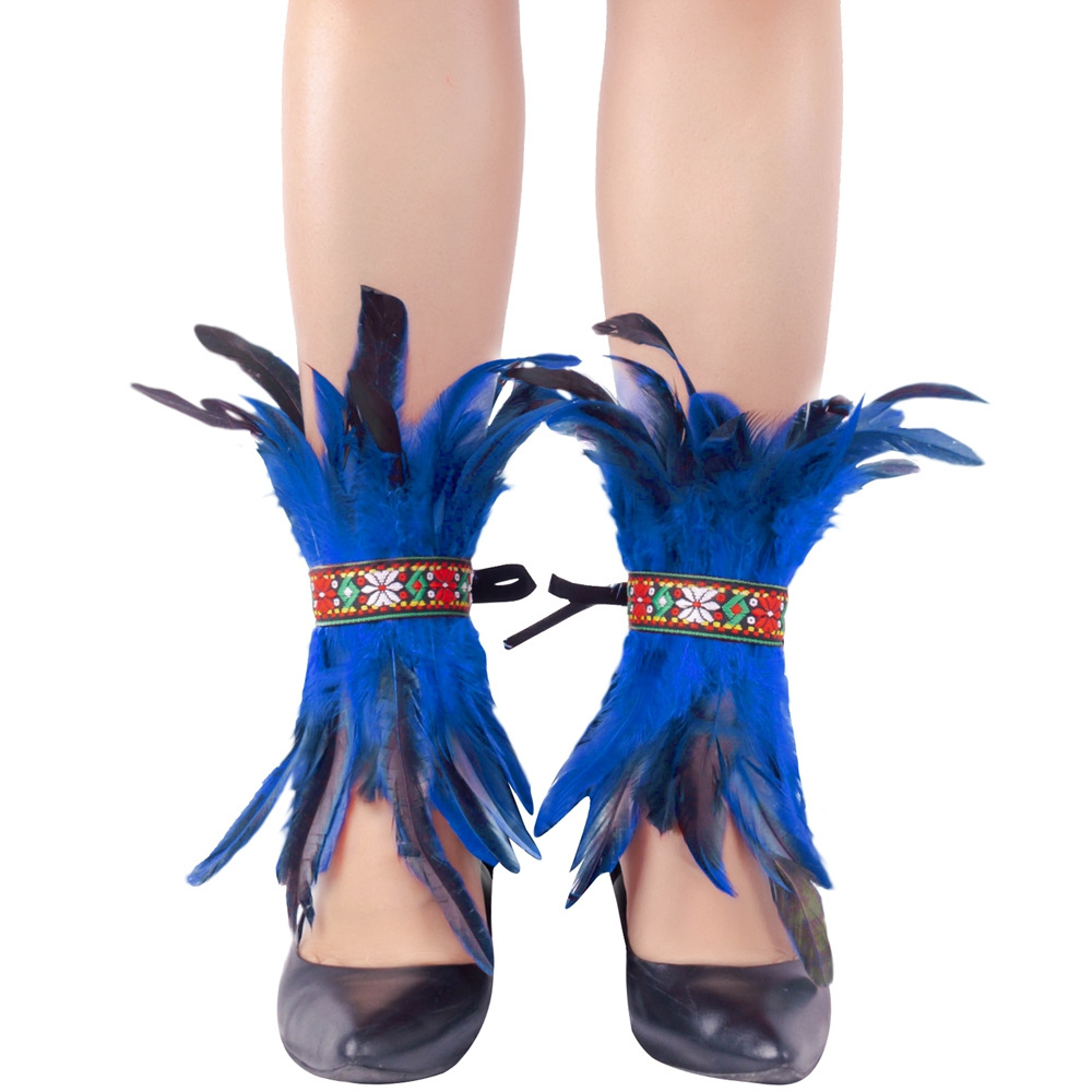 Women Feather Ankle Fluffy Ankle Chain Festival Punk Carnival Dressing Harness Bra Party Rave Dance Foot Decoration Costume