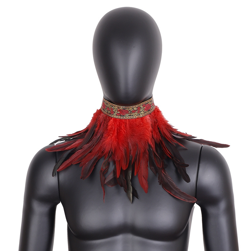 Men's Feathers Shawl Feather Collar Costume Scarf Shawl with Lace Party Rave Role Play Carnival Punk Dance Festival Costume