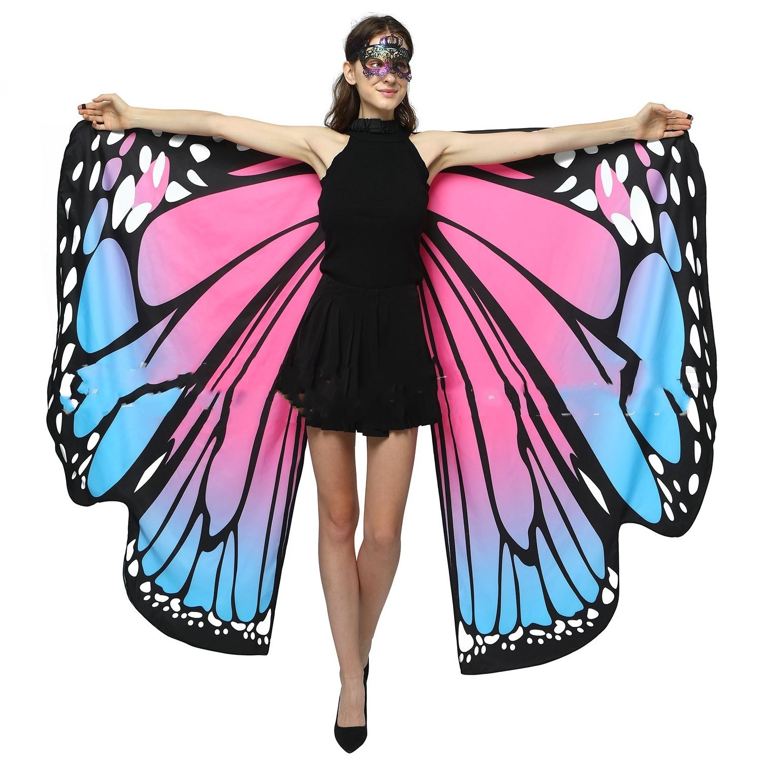 Halloween Butterfly Costume for Women and Girls Plus Size Double Sided Reversible Butterfly Wings Easter Carnival Outfit Fairy