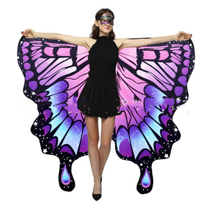 Plus Size Double Sided Butterfly Halloween Costumes for Women Wings Shawl Cute Fairy Festival Rave Dress Stage Performance Blue