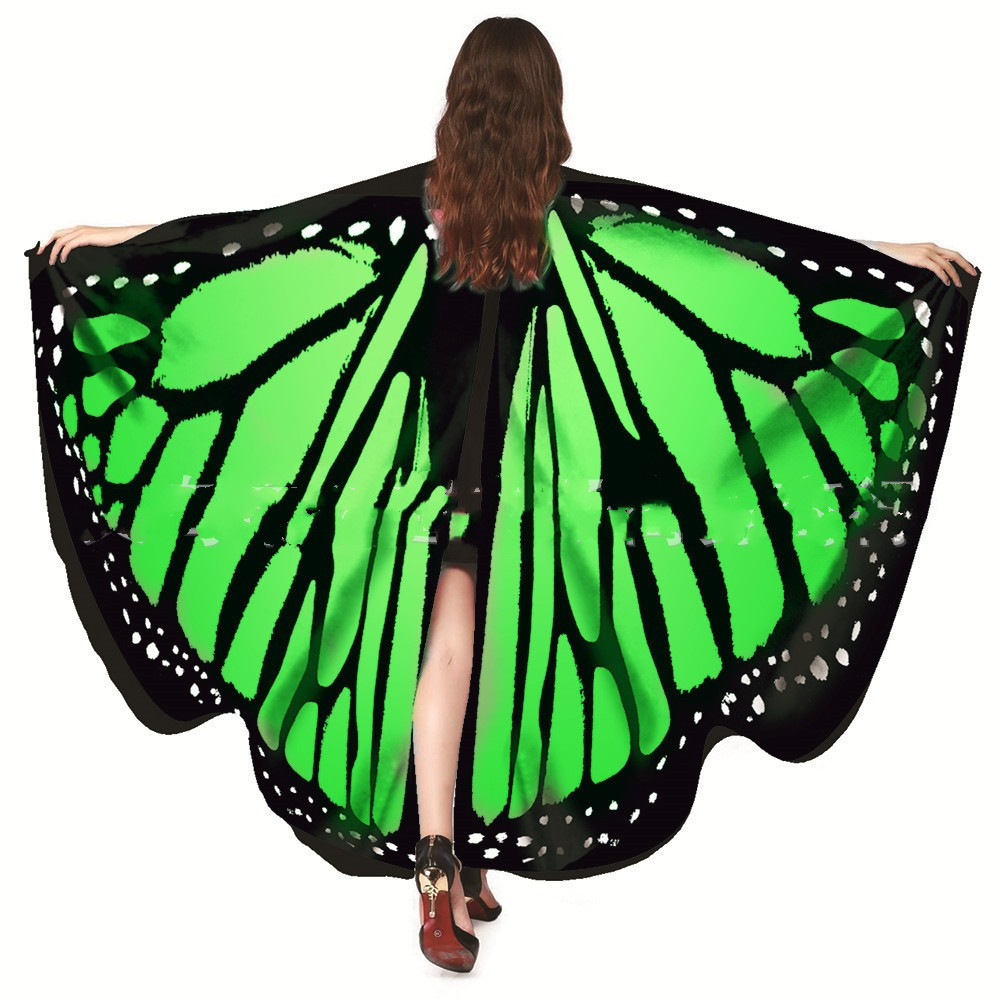 Butterfly Wings Costume for Women One-Sided Printing Mardi Gras Fairy Cape Ladies Butterfly Costumes Colirful Adult Rave Shawl