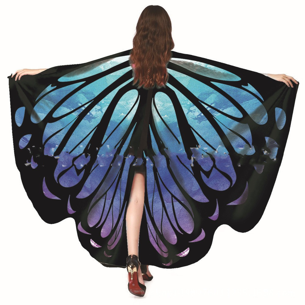 Halloween Party Butterfly Wings Costumes for Women Soft Fabric Butterfly Shawl Fairy Ladies Nymph Pixie Festival Rave Dress