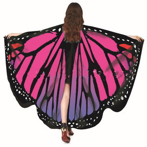 Halloween Party Butterfly Wings Costumes for Women Soft Fabric Butterfly Shawl Fairy Ladies Nymph Pixie Festival Rave Dress