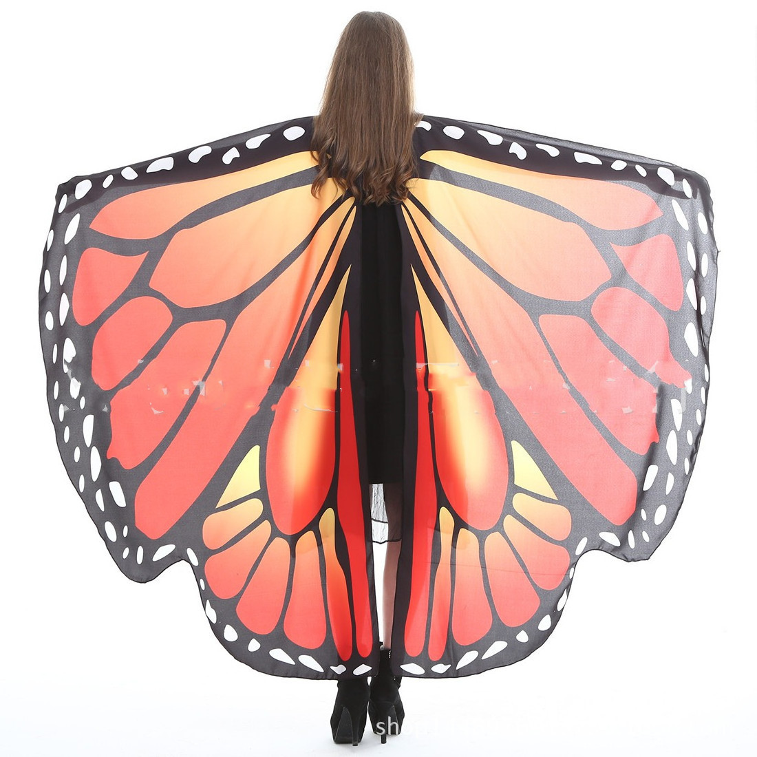 Halloween Party Butterfly Wings Costumes for Women Soft Fabric Butterfly Shawl Fairy Ladies Nymph Pixie Festival Rave Dress