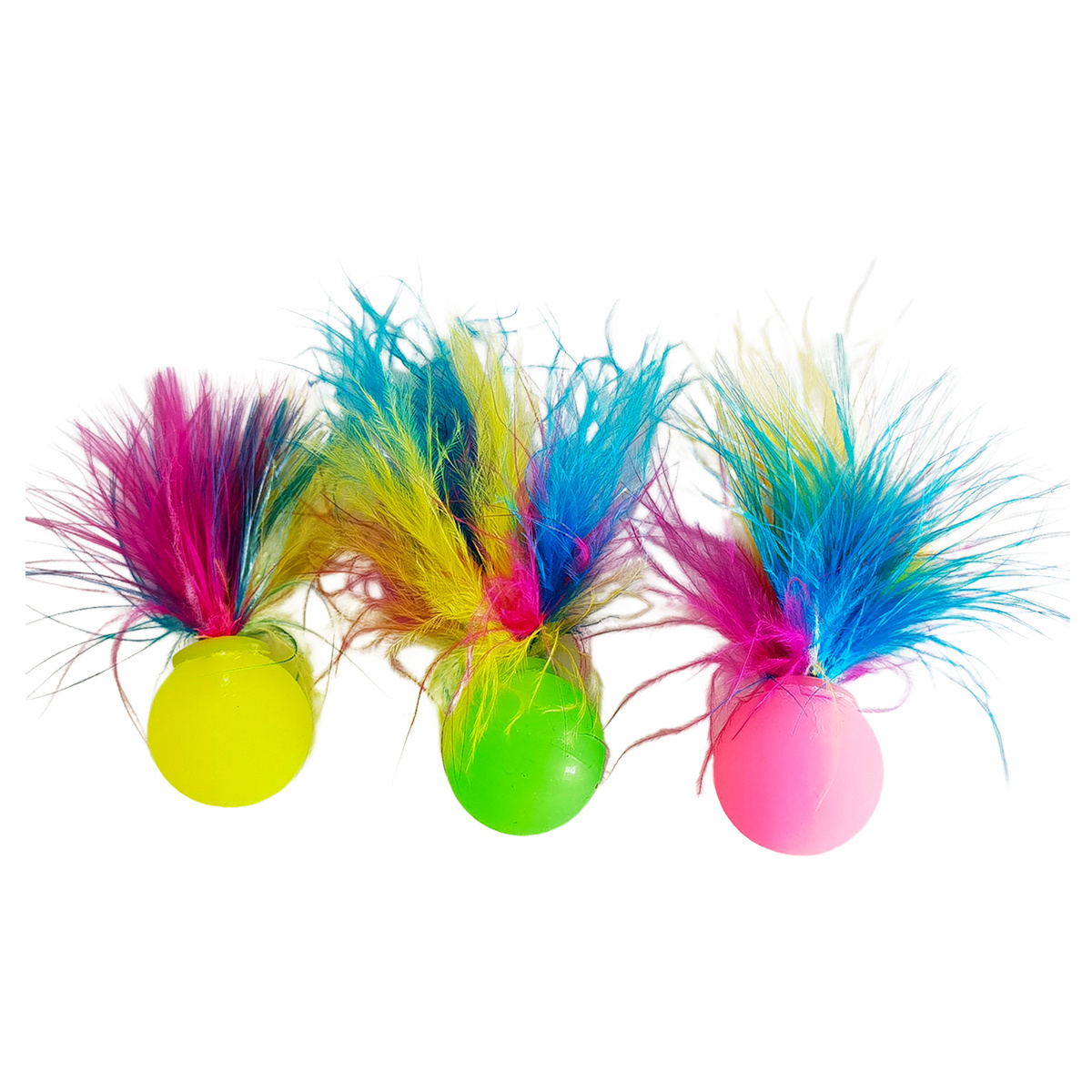 Flashing Light Up Cat Feather Toys Interactive Ball Fun Cat Toys Balls For Indoor Cats