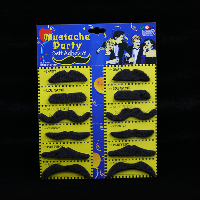 Mustache Set Card Pack of Stick On Mustaches with Skin Safe Adhesive