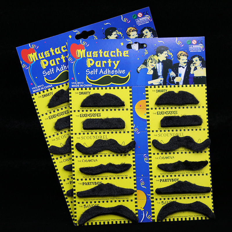 Mustache Set Card Pack of Stick On Mustaches with Skin Safe Adhesive