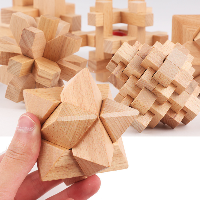 Wooden Puzzle Game Kit 6 in 1 Kongming Luban Lock Brain Puzzle Teaser Chinese Traditional Unique 3D Wooden Puzzle