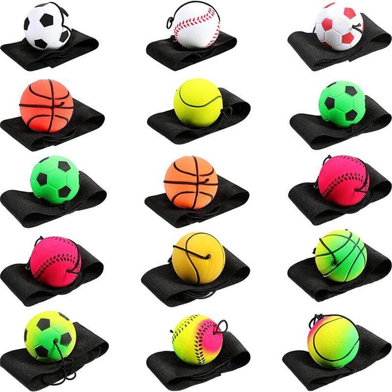 Rubber Sport Ball Wrist Return Ball with Wrist Strap and String Reboun for Exercise Play