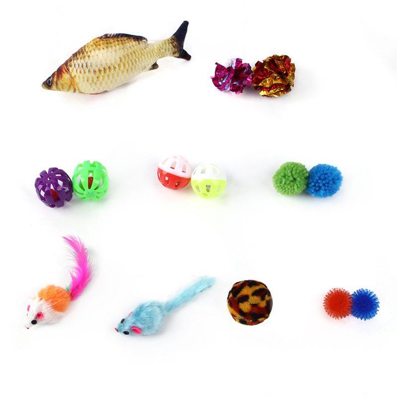 Hot Sale 14-pc  Pack of Kitten Toys Bulk Pet Feather Ball Interactive Mouse Cat Toy Set