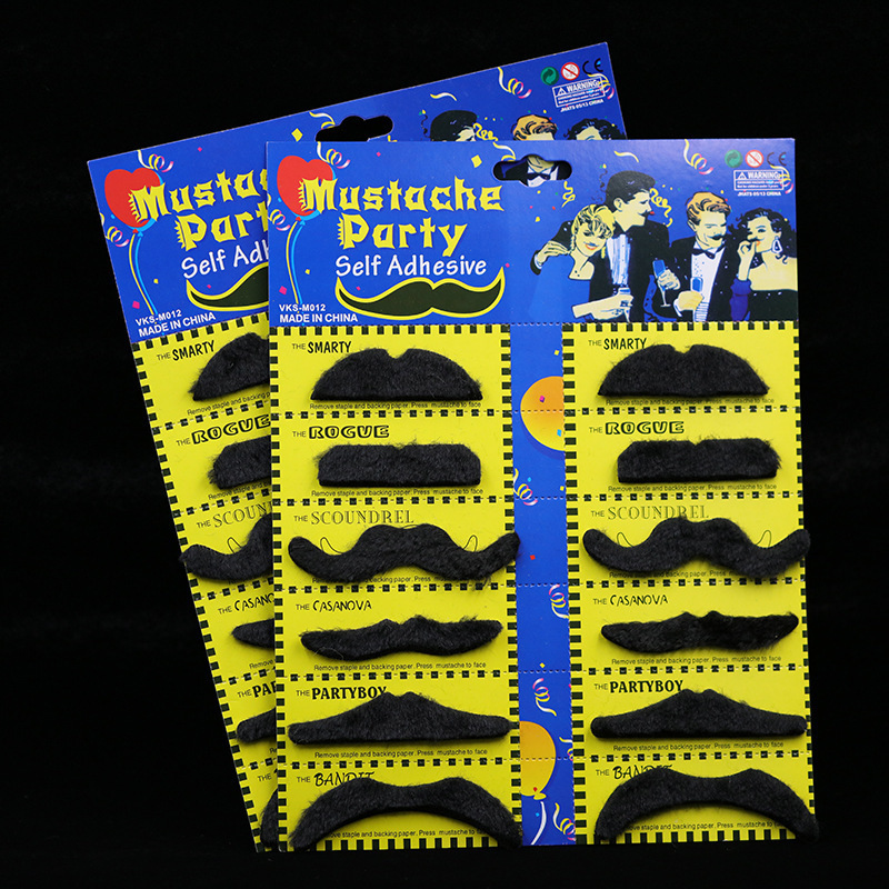 Mustache Set Card Pack of Stick On Mustaches with Skin Safe Adhesive