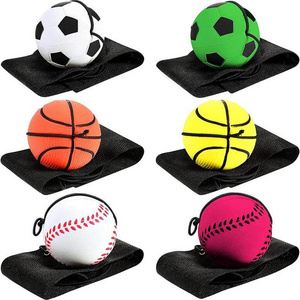 Rubber Sport Ball Wrist Return Ball with Wrist Strap and String Reboun for Exercise Play