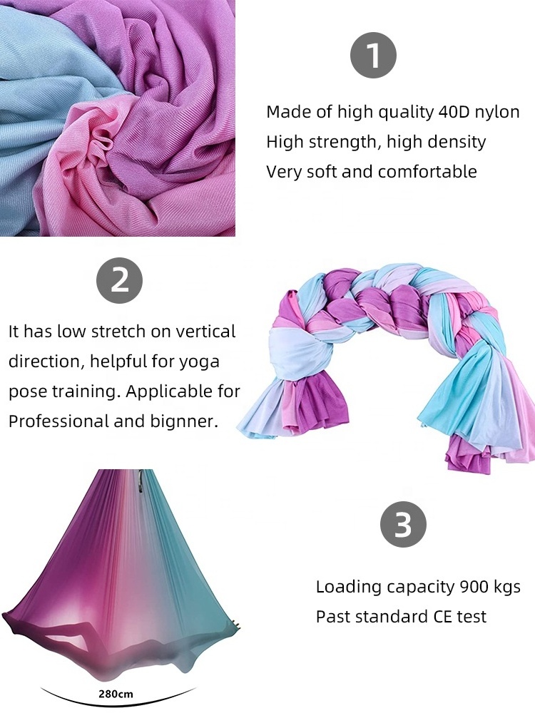 Best 5m Aerial Yoga Swing No Gravity Yoga Hammock Fabric Ombre Aerial Silks