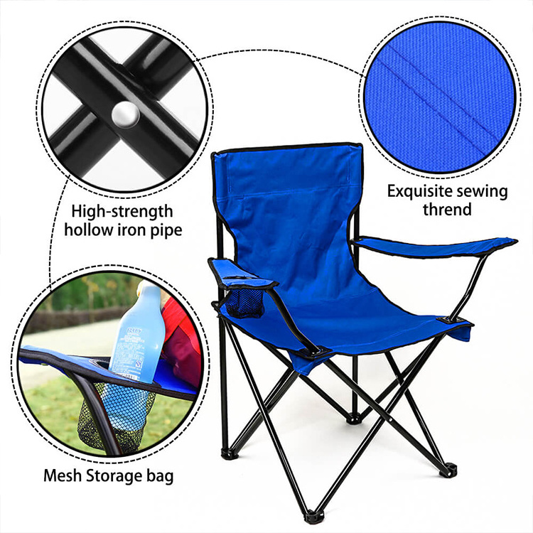 Full Back Quad Chair for Camping and Outdoor Travel Chair Portable Folding Retractable Green Blue Black Camping Chair