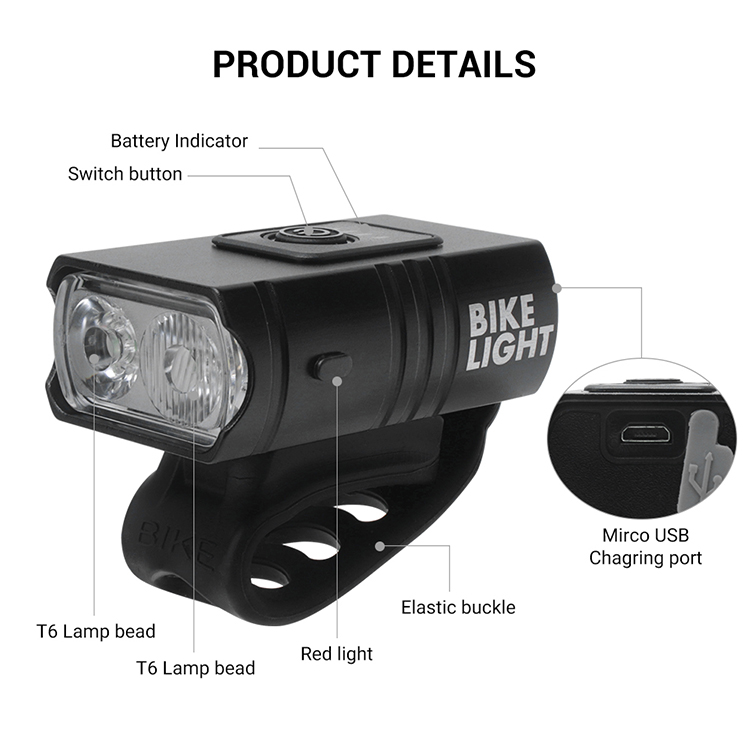 Bicycle Accessories Waterproof Bicycle head Light USB Rechargeable Charging Led Bike Light Lamp For Cycling