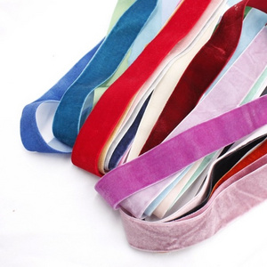 Wholesale 3mm-50mm Customize Color Single Sided Silk Ribbon Non Stretch Velvet Ribbon for Garment Accessories