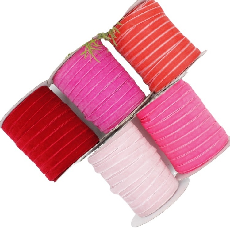 Factory Stocked 3MM - 40MM Double Faced Webbing Gift Packaging Non Stretch Nylon Velvet Ribbon