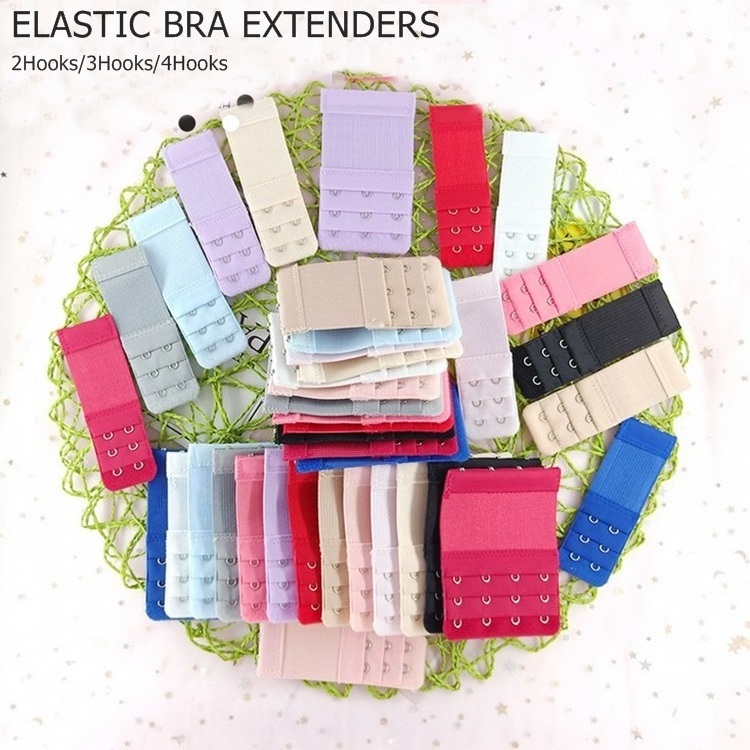 Factory Sale Multi-color Lingerie Accessory 2 Hooks 3 Hooks 4 Hooks Elastic Bra Strap Extension Bra Extenders