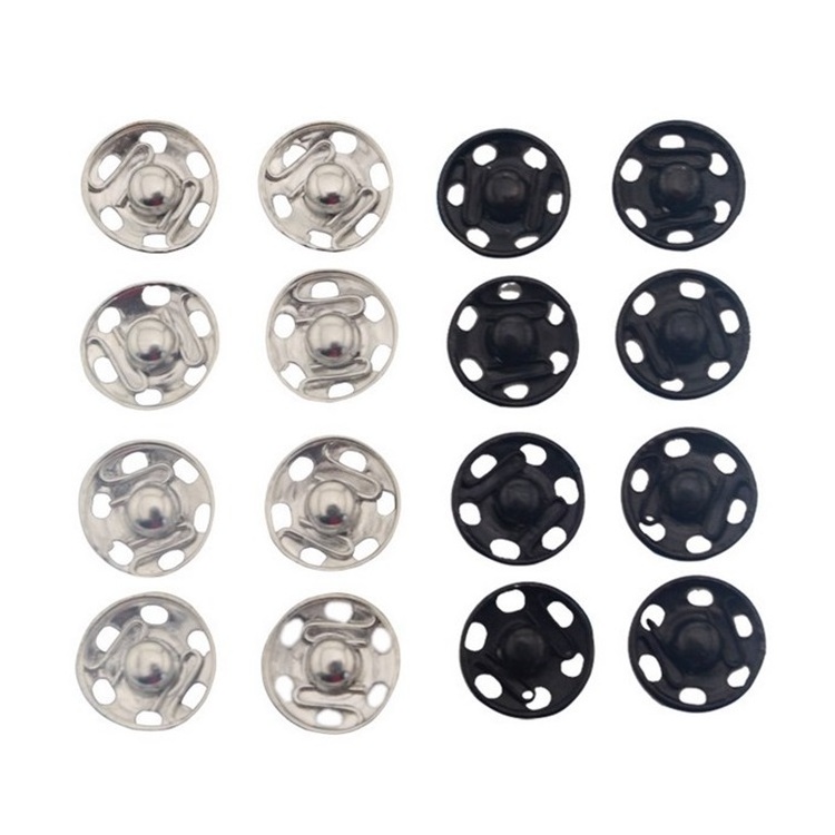 Wholesale 7mm 8.5mm 10mm 12mm 14mm Garment Accessories Black Silver Metal Snap Fasteners Press Button Stud Sewing Hidden Buttons