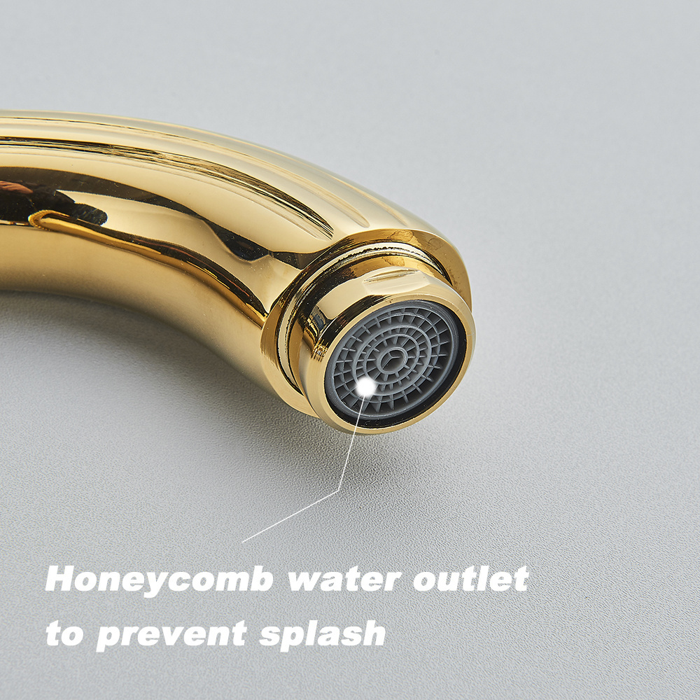 2023 High Quality Brass Gold Waterfall Basin Hot & Cold Water Faucet Countertop Mounted Crystal Handle  Basin Faucet