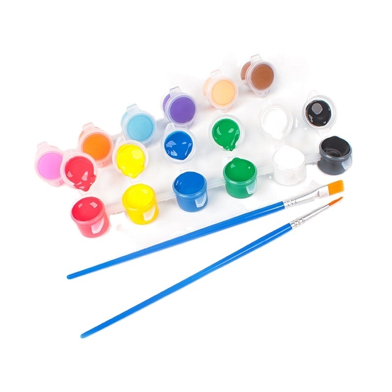 High gloss acrylic paint set  3ml 12-color set 6-piece student art painting and coloring plaster doll paint strips brush