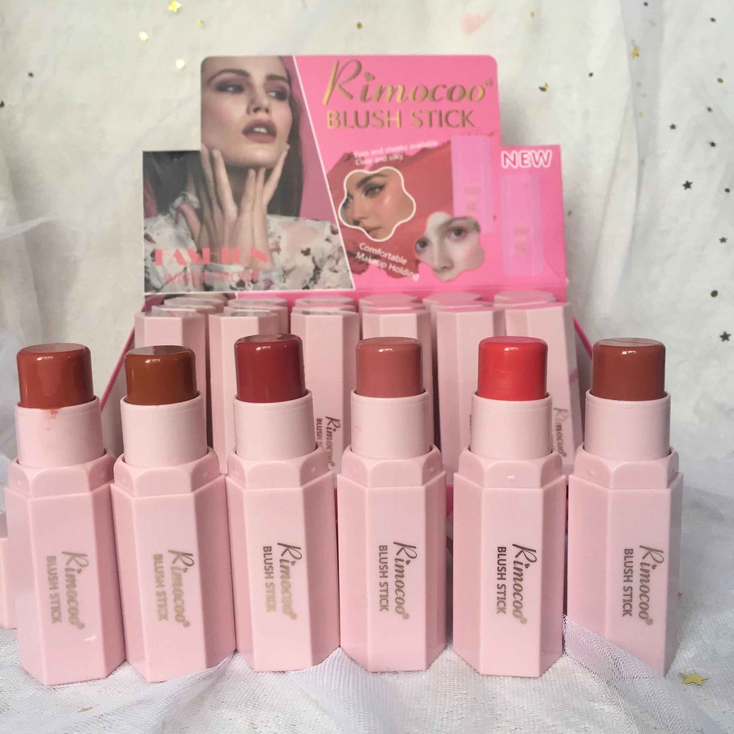 Rimoco Wholesale 12pc High Pigment blush Long Lasting Waterproof Custom Face Makeup Liquid Blush Stick Private Label stick