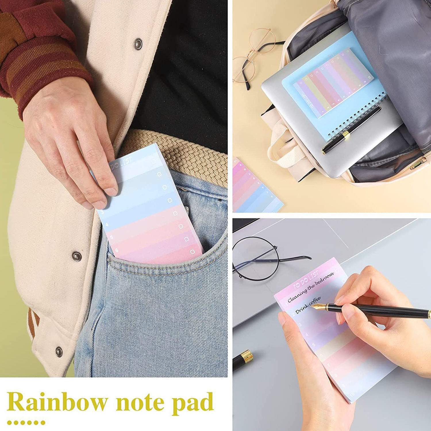 Gradual Gradient Colorful Agenda Planner Schedule Rectangle To Do List Sticky Notes Memo Pads Notepad Stationery Office Supply