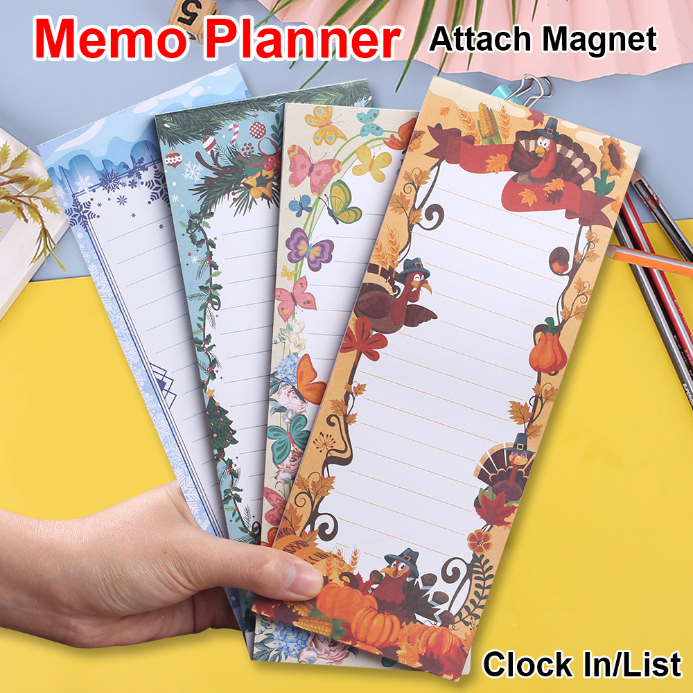 60 Sheets Checklist Notepad Lines Halloween Pumpkin Planner Memo Pads Cartoon Snowman Flower Magnetic Notebook Agenda Stationery