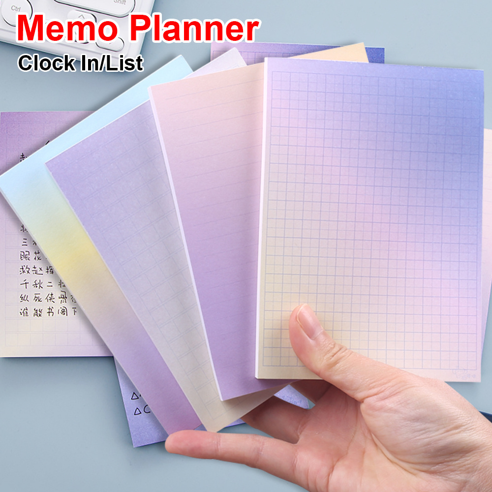 Gradient Colorful Notebook Purple Line Grid Planner Checklist Notepad Message Timetable Non-sticky Note Stationery Office Supply