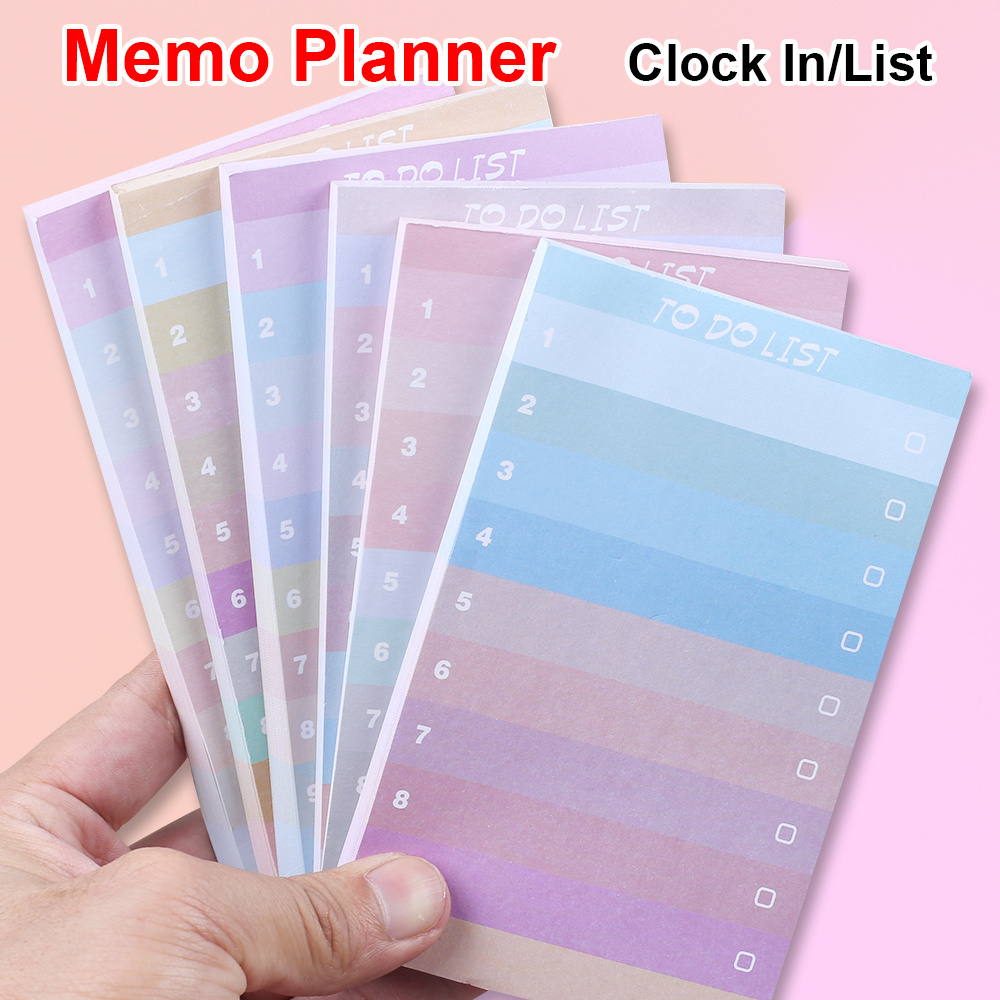 Gradual Gradient Colorful Agenda Planner Schedule Rectangle To Do List Sticky Notes Memo Pads Notepad Stationery Office Supply