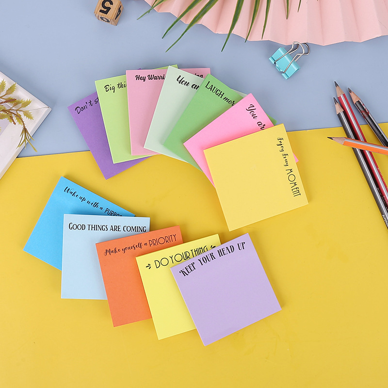 Bright Color Colorful Memo Pad Journal Time Management Planner Agenda English Lines Weekly Sticky Notes Notepad Tabs Stationery