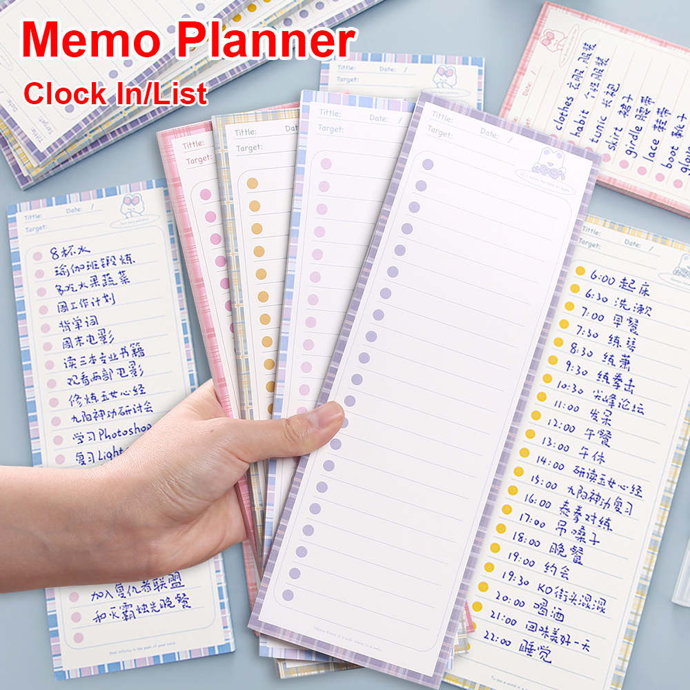 To Do List Long Memo Planner Simple Dots Notepad Cute Bunny Bear Animal Planning Notebooks  Stationery Office Supply Sticky Note