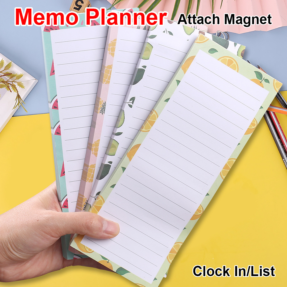 60 Sheet Fruits Checklist Memo Pads 2024 Shopping Grocery List Magnetic Planner Avocado Watermelon Notepad Time Management Notes