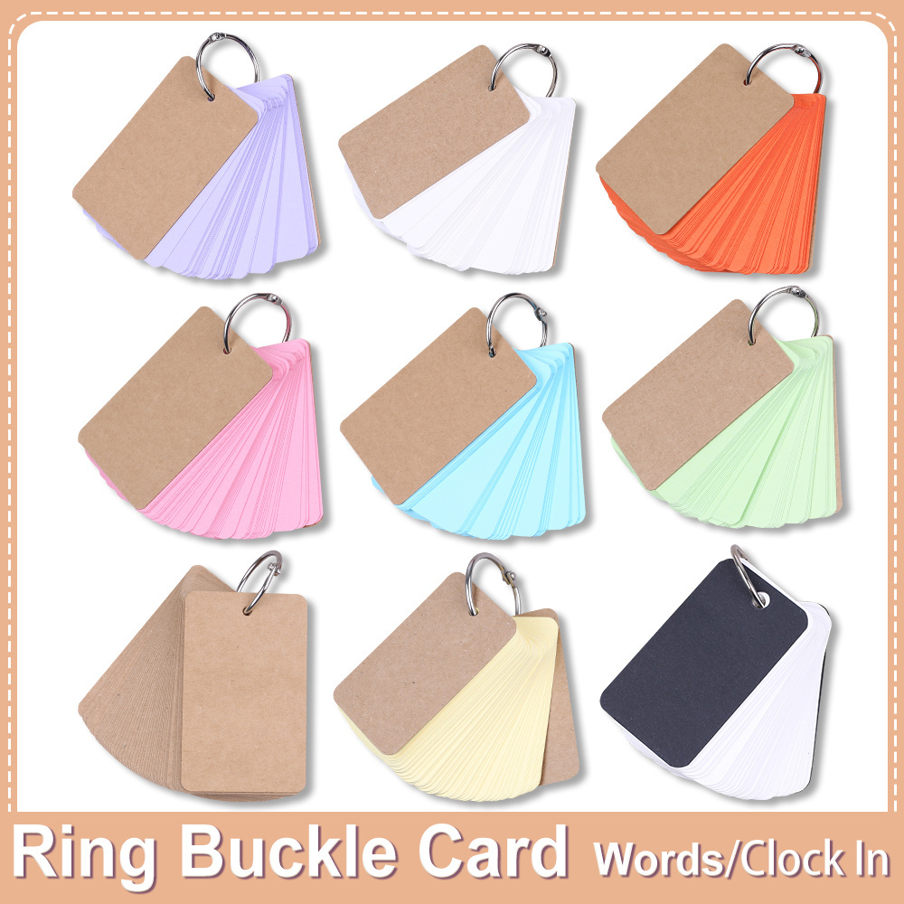 Word Card Cute Ring Buckle Binder Kraft Memory English Learning Blank Flash Cards Memo Pads Note Post Non-sticky Loose leaf Note