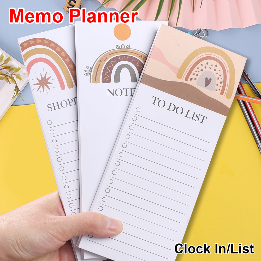 To Do Shopping List Notepad Cute Rainbow Lines Sticky Notes Time Management Journal Business Memo Pads Student Office Stationery