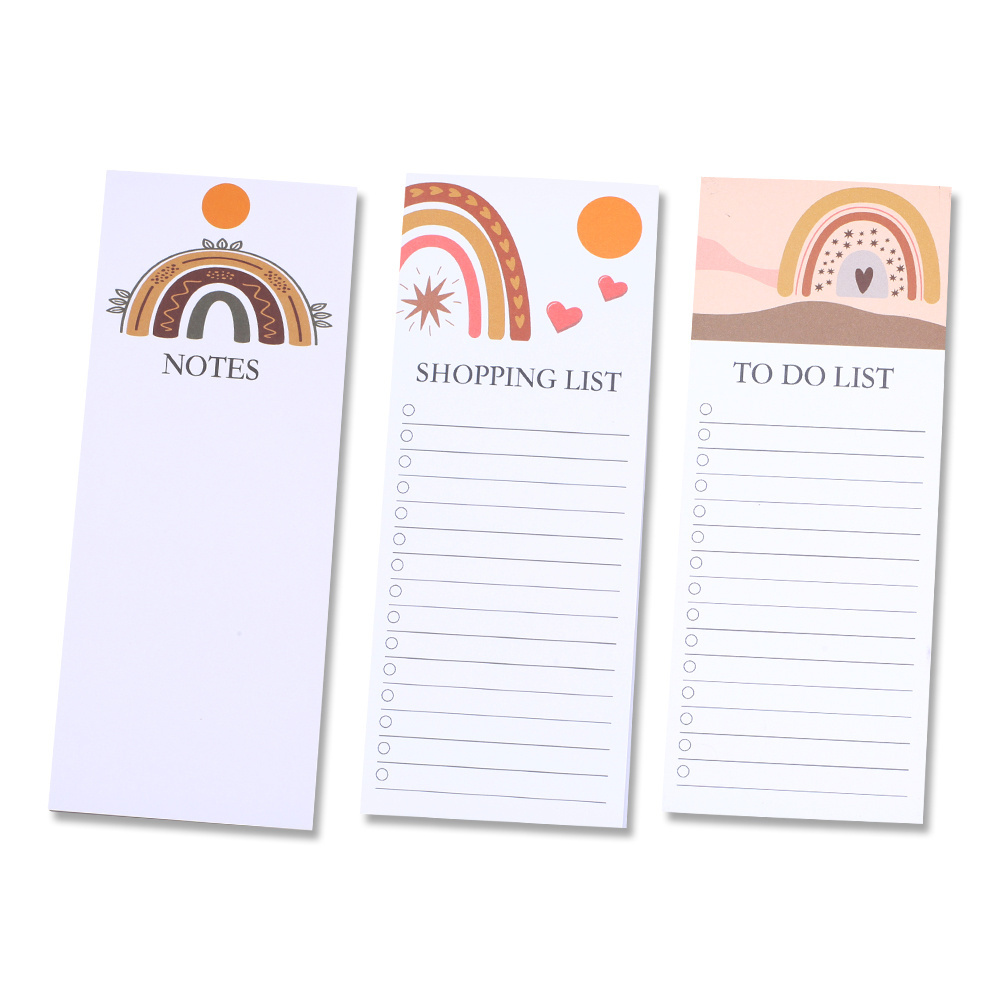 To Do Shopping List Notepad Cute Rainbow Lines Sticky Notes Time Management Journal Business Memo Pads Student Office Stationery