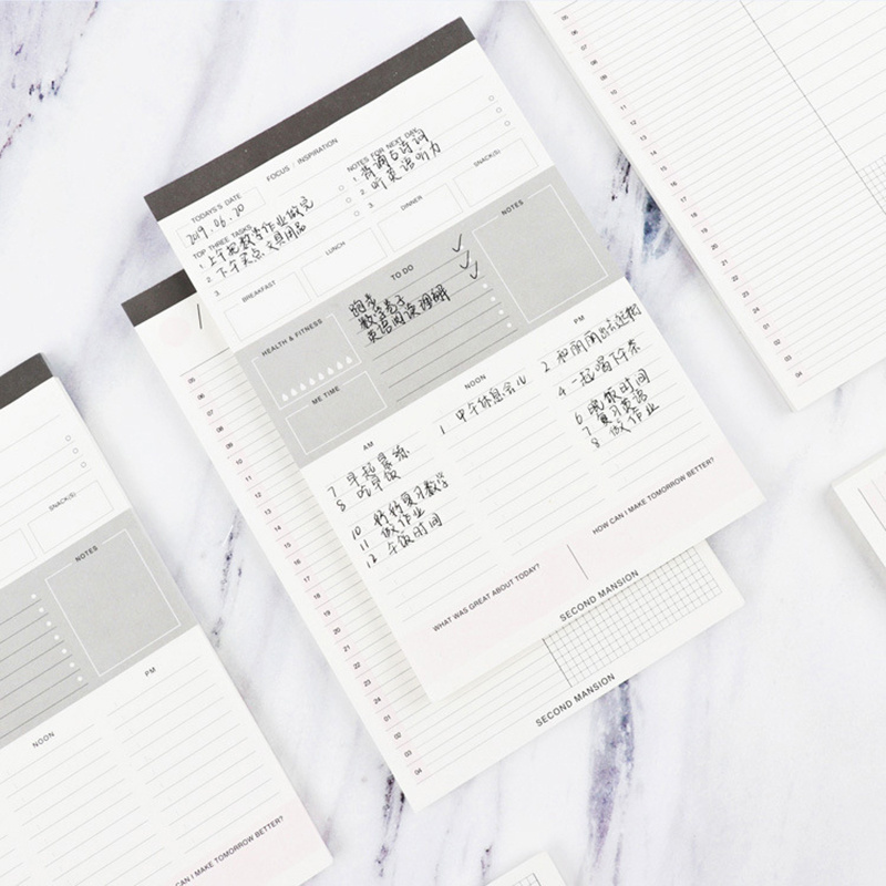 Daily Weekly Time Schedule Planner To Do List Tear-Off Diary Notebook Lines Grid Agenda Memo Pads Post Stationery Office Supply